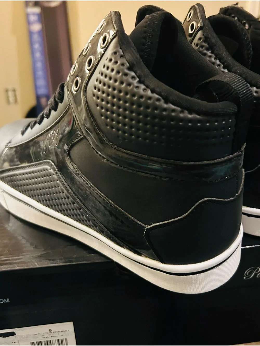 Pastry Black and White Women's High-Top Sneakers with Padded Collar